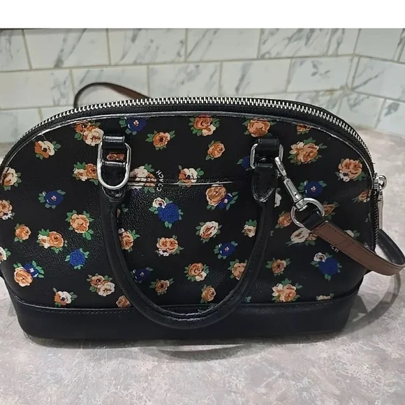 Beautiful COACH Black Floral Handbag Mini Tote Bag See Description NWOT - Picture 8 of 13